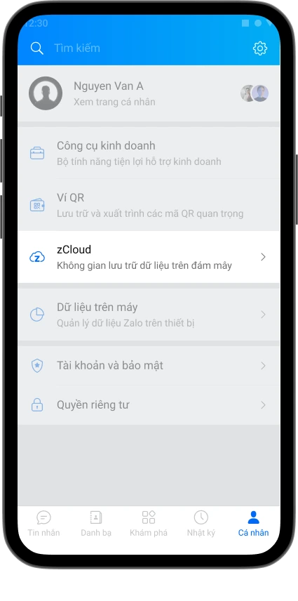 Cách chuyển dữ liệu Zalo lên zCloud