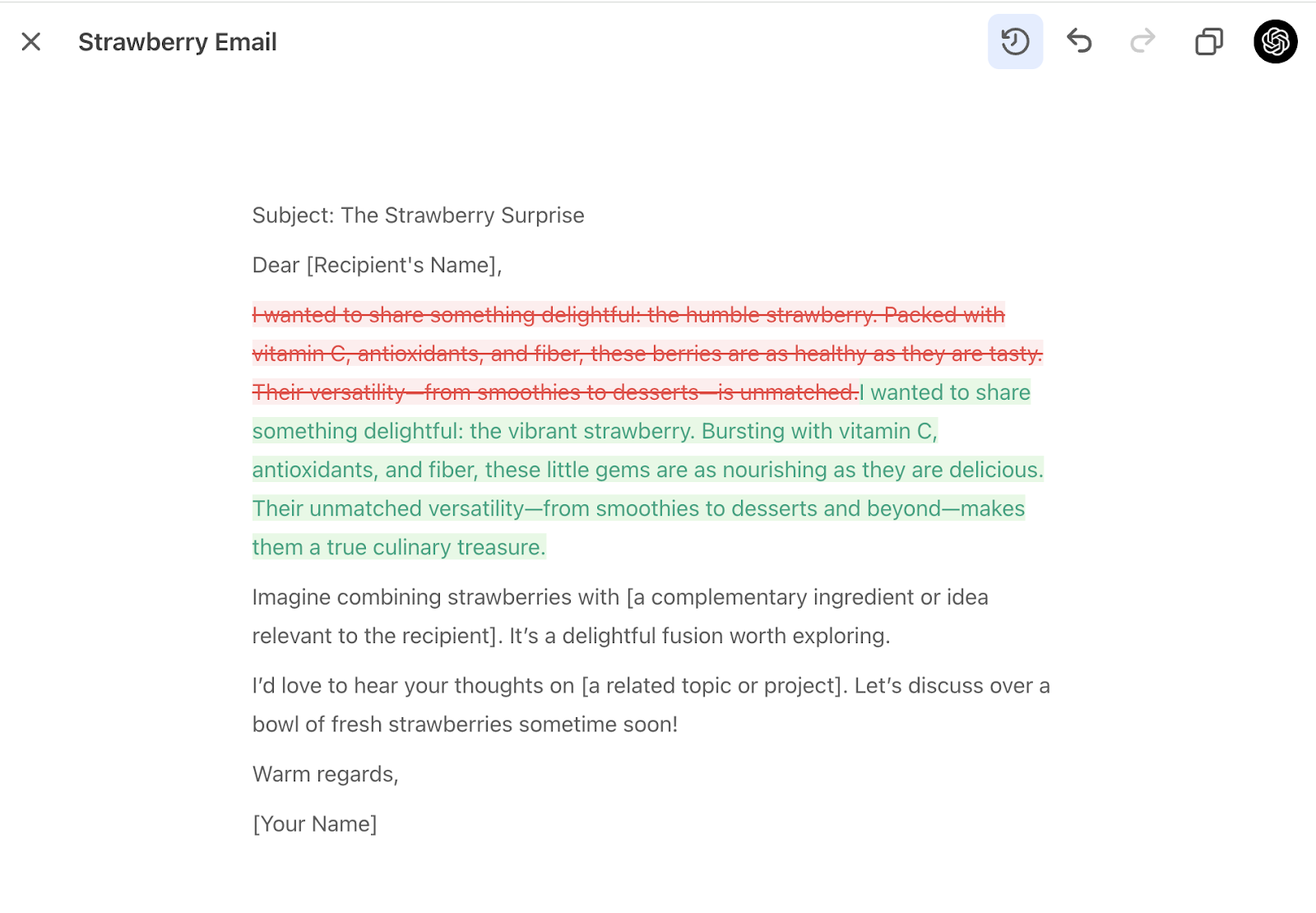 Ngoài ra, bạn có thể xem các thay đổi giữa các phiên bản canvas bằng cách sử dụng nút "Hiển thị thay đổi" trên thanh công cụ phía trên