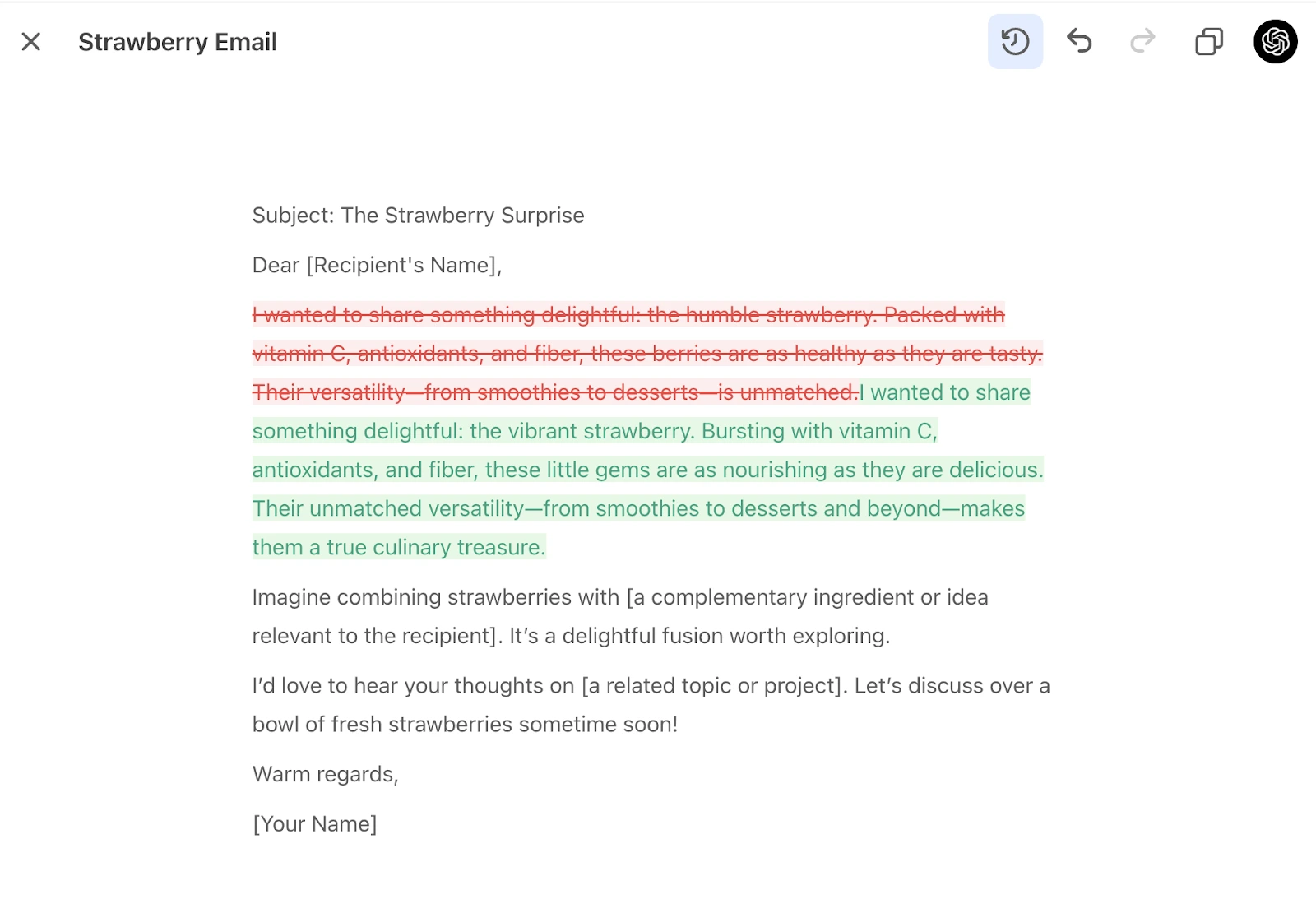 Ngoài ra, bạn có thể xem các thay đổi giữa các phiên bản canvas bằng cách sử dụng nút "Hiển thị thay đổi" trên thanh công cụ phía trên