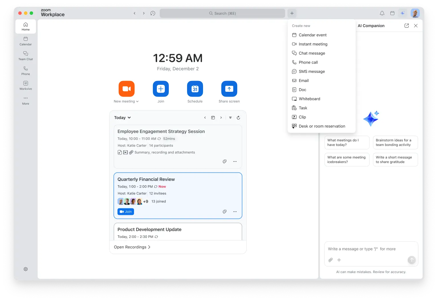 Ứng dụng Zoom Workplace dành cho máy tính để bàn

