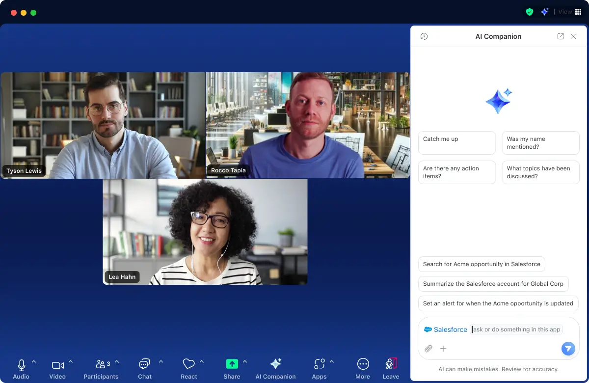 Salesforce trong Zoom AI Companion