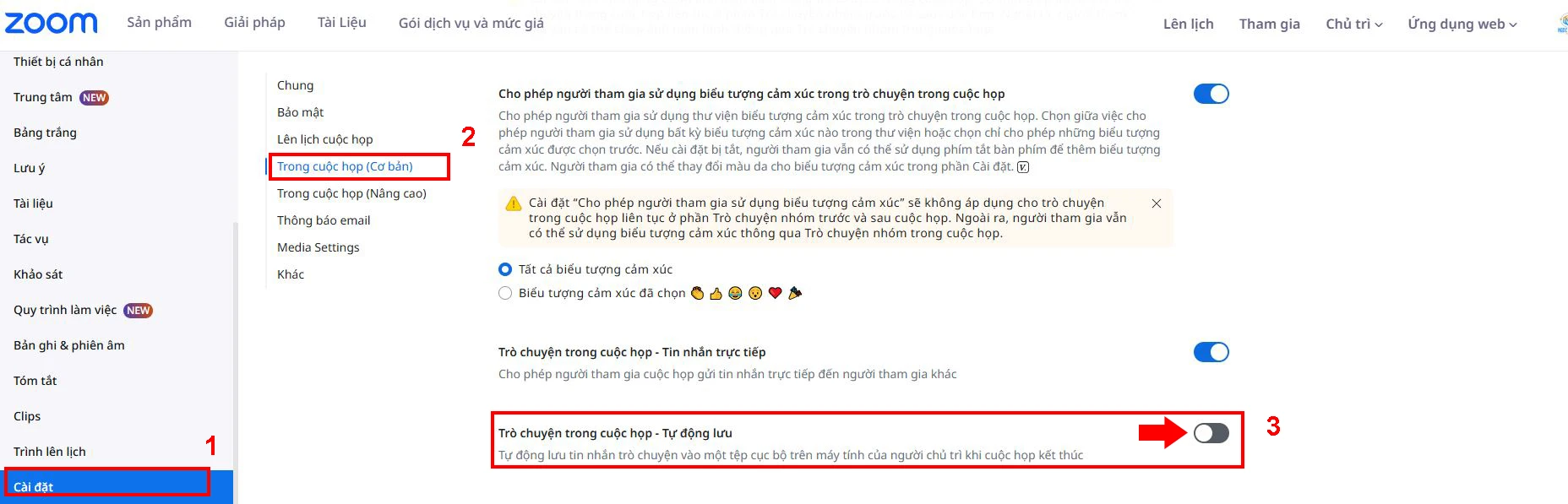 Hướng dẫn tự động lưu chat trên Zoom Workplace chi tiết