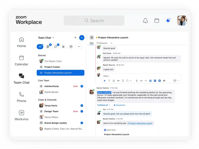 Tiếp tục cuộc trò chuyện với Zoom Team Chat