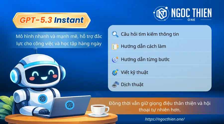 GPT-5.3 Instant là mô hình nhanh và mạnh mẽ cho công việc và học tập hàng ngày