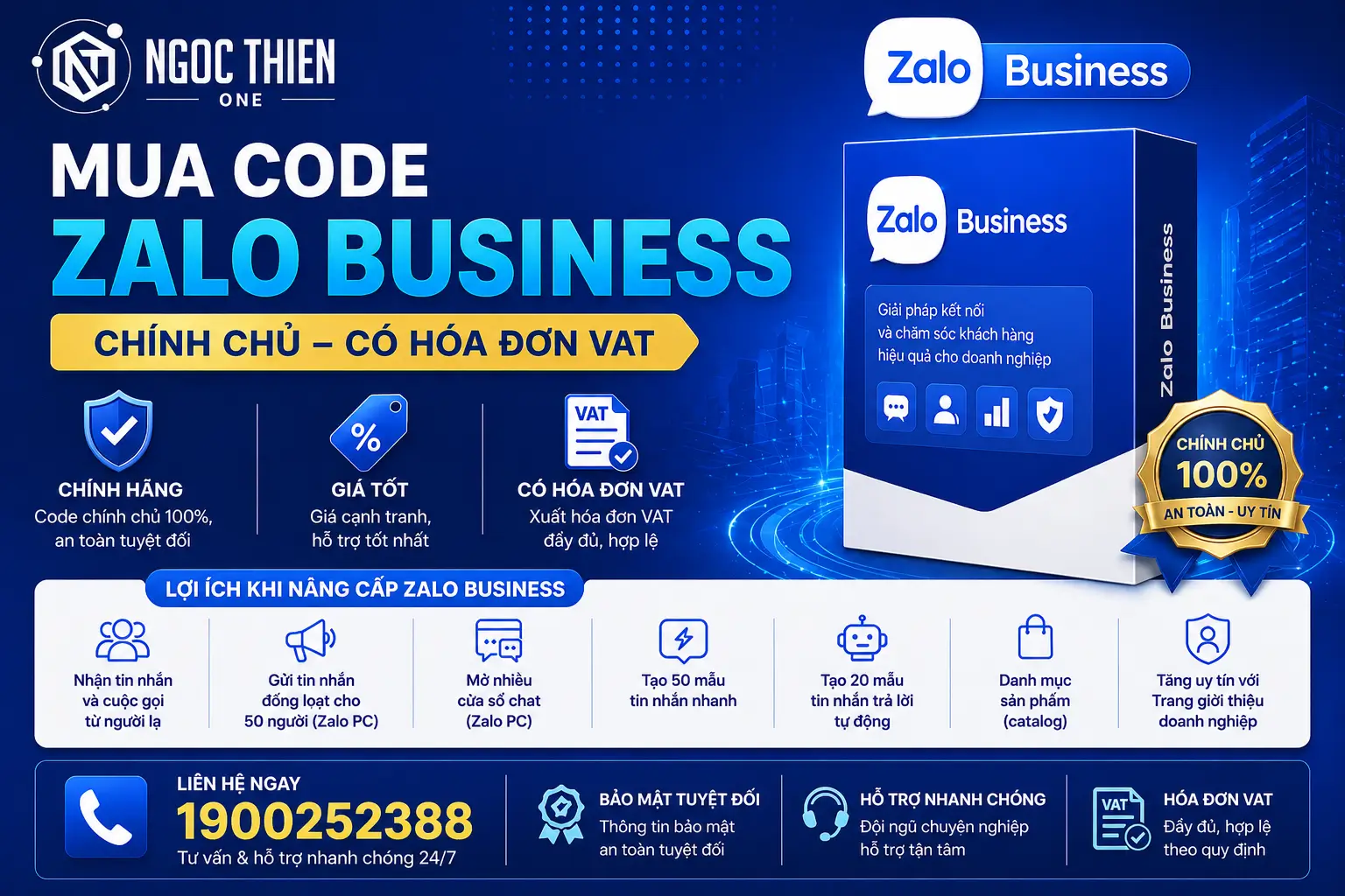 Bảng giá mua code Zalo Business chính chủ có hóa đơn VAT