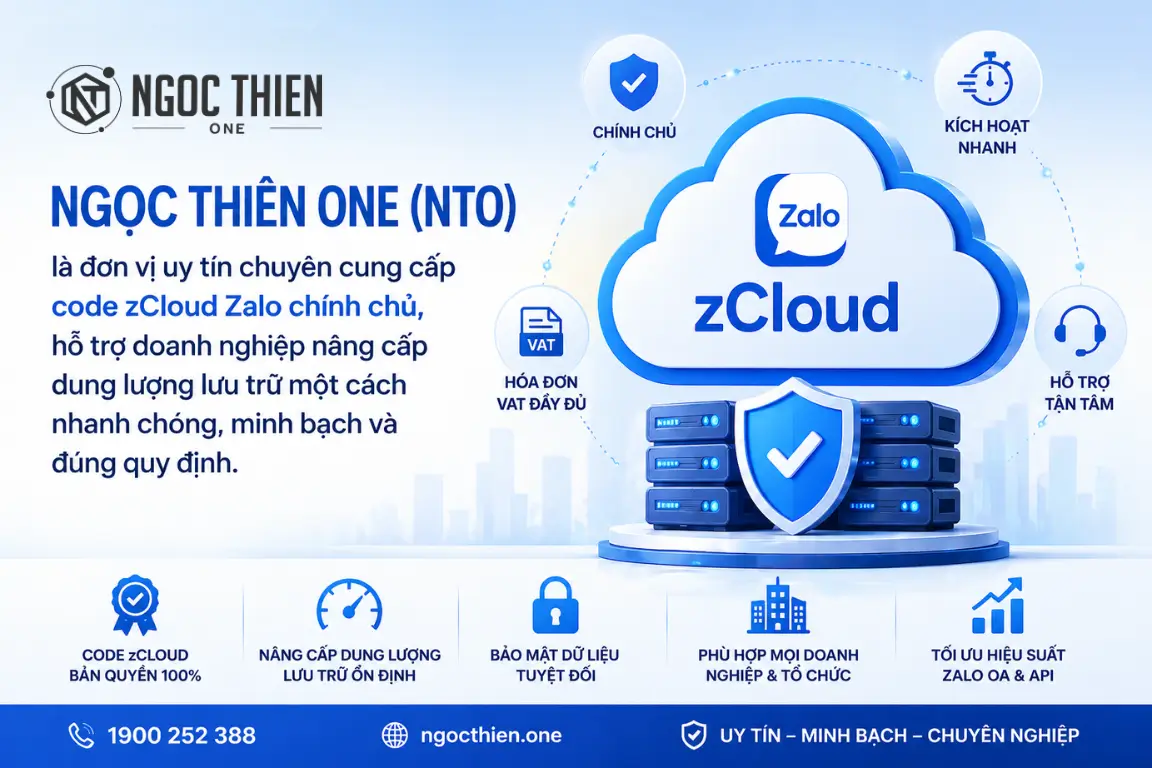 Ngọc Thiên One - Cung cấp code zcloud Zalo bản quyền chính chủ