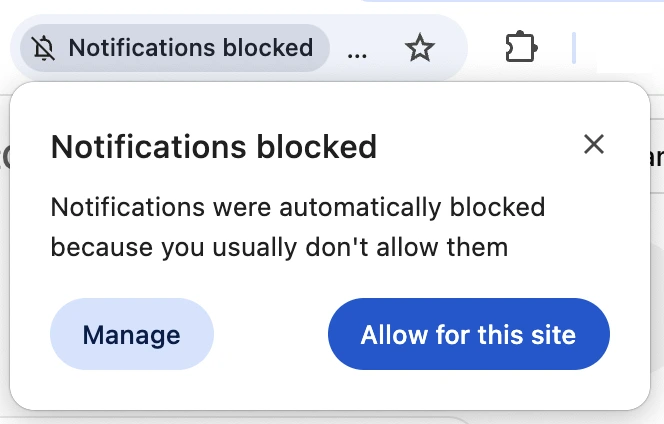 bạn sẽ thấy thông báo cho phép nhận thông báo từ trang web