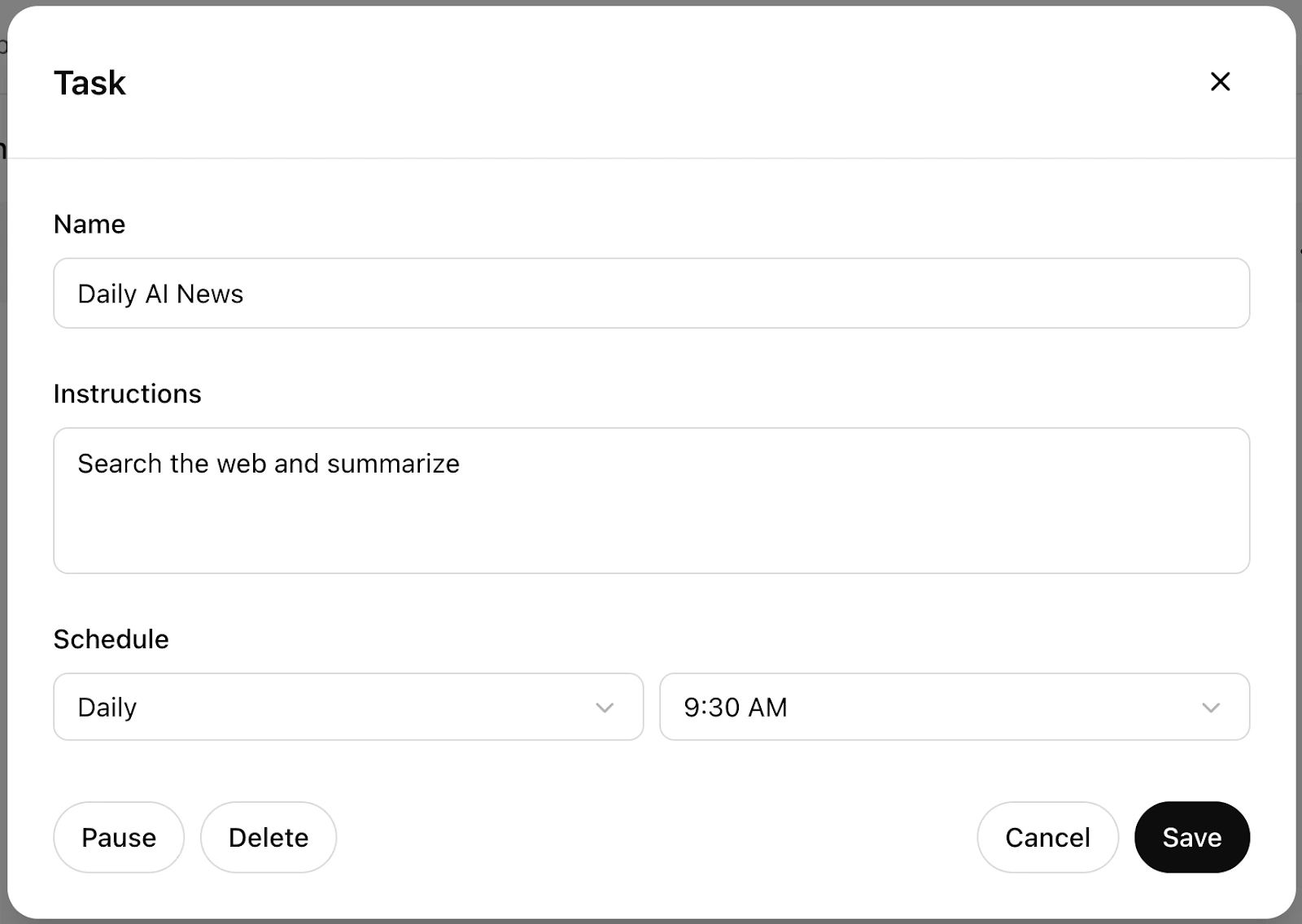 Chỉnh sửa chi tiết tác vụ