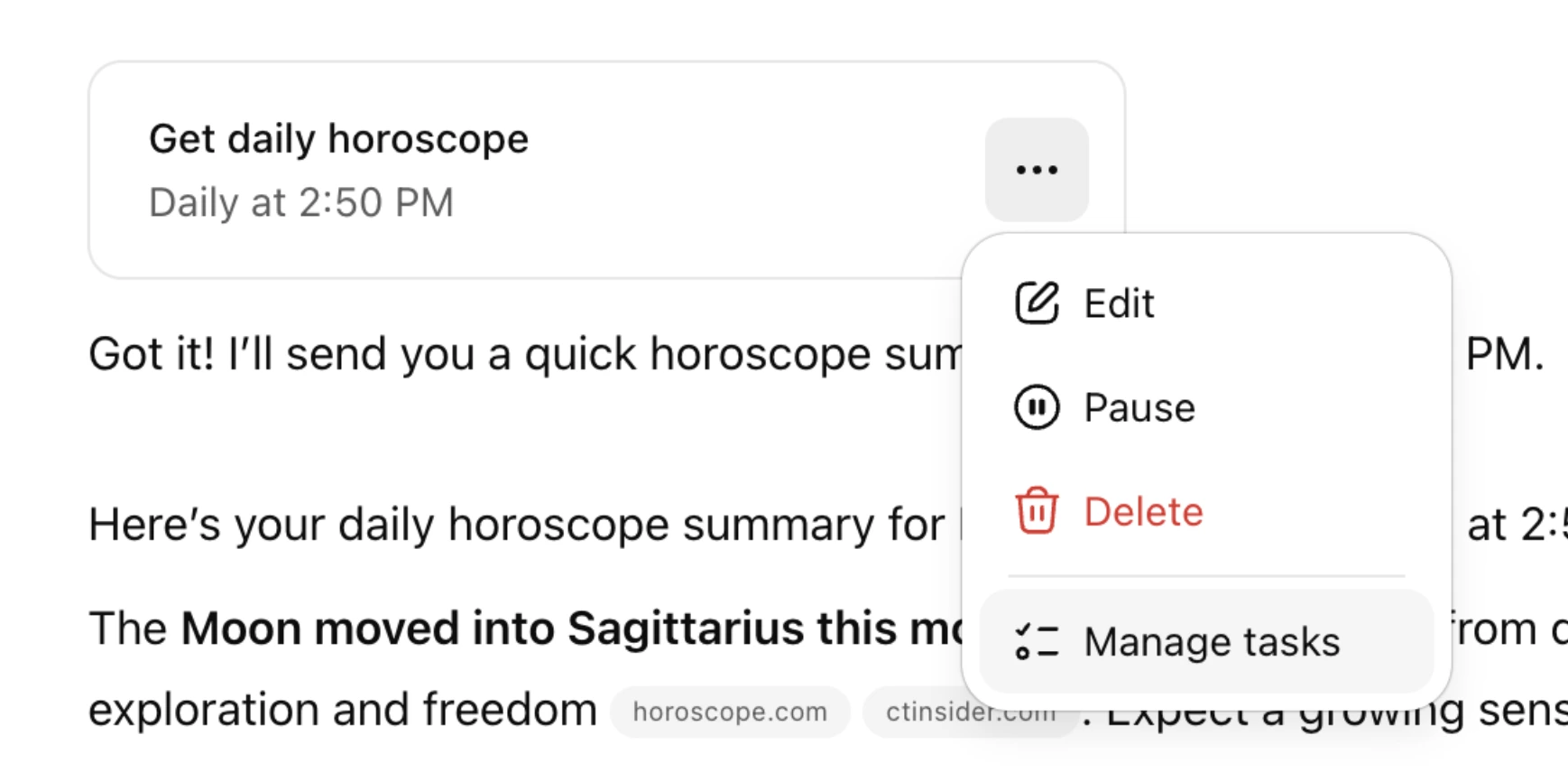 Cách chỉnh sửa một Tasks trong ChatGPT