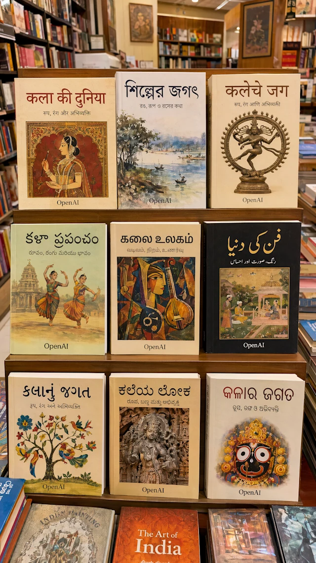 Ví dụ prompt tạo ảnh Nhà sách Ấn Độ: