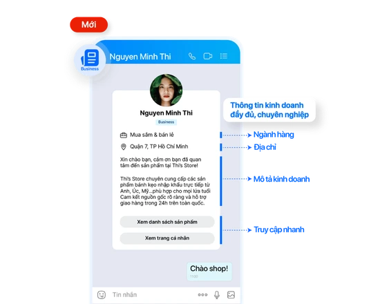 Nhãn nhận diện Business
và Trang giới thiệu