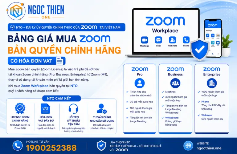 Bảng giá mua Zoom bản quyền chính hãng có hóa đơn VAT