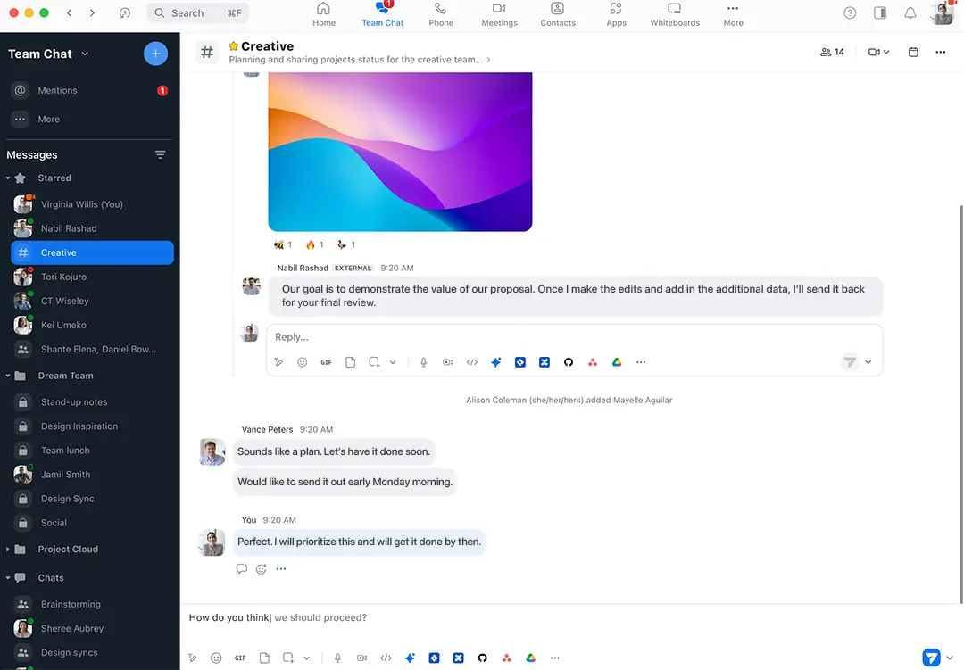 Tính năng hoàn thành câu với AI Companion trong Zoom Chat