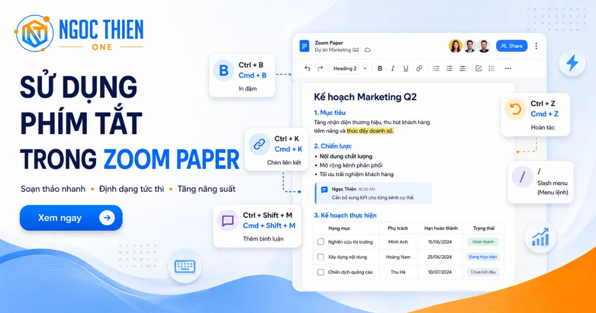 Sử dụng phím tắt trong Zoom Paper