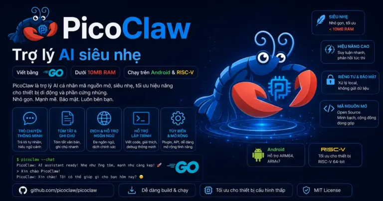 PicoClaw - PicoClaw Trợ lý AI siêu nhẹ viết bằng Go, dưới 10MB RAM, chạy Android & RISC-V