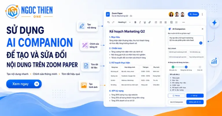 Tạo và chỉnh sửa nội dung Zoom Paper bằng AI Companion
