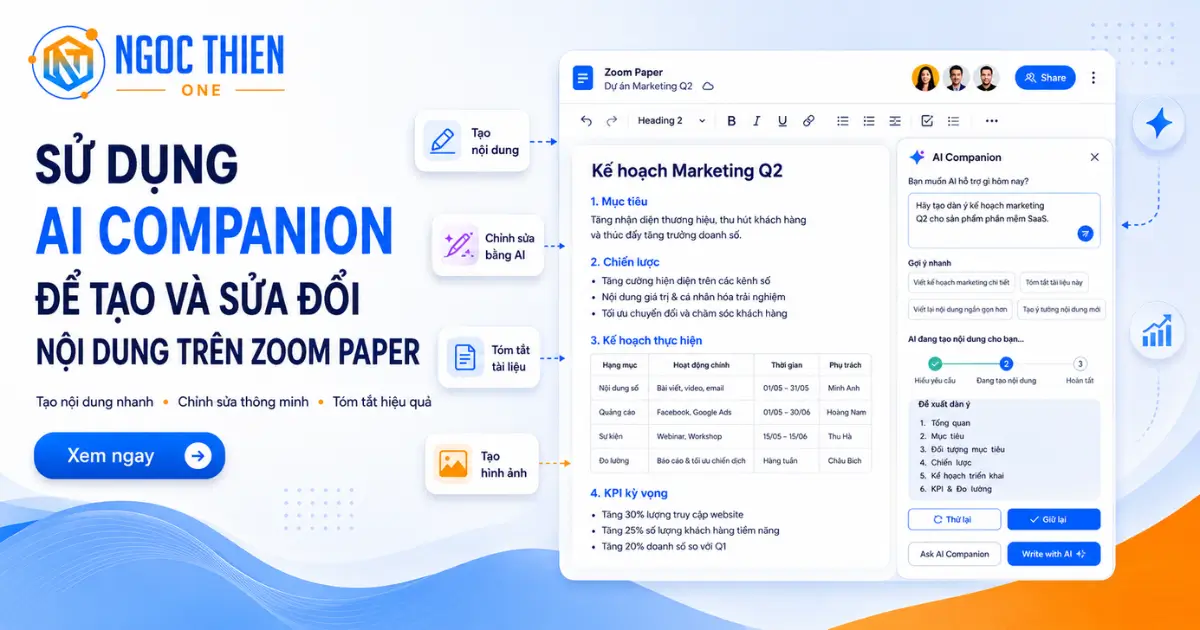 Tạo và chỉnh sửa nội dung Zoom Paper bằng AI Companion