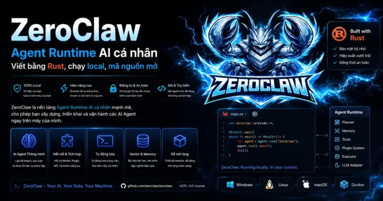 ZeroClaw - ZeroClaw Agent Runtime AI cá nhân viết bằng Rust, chạy local, mã nguồn mở