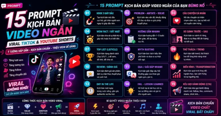 15 Prompt Kịch Bản Video Ngắn Viral TikTok & YouTube Shorts