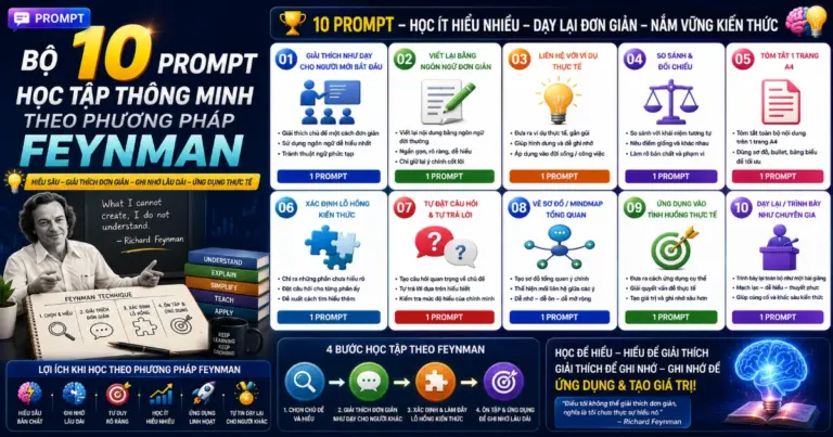 Bộ 10 Prompt Học tập thông minh theo phương pháp Feynman
