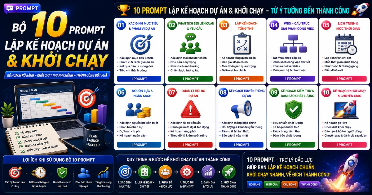 Bộ 10 Prompt Lập kế hoạch dự án và Khởi chạy