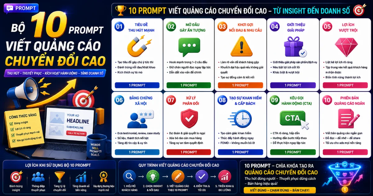 Bộ 10 Prompt Viết quảng cáo chuyển đổi cao