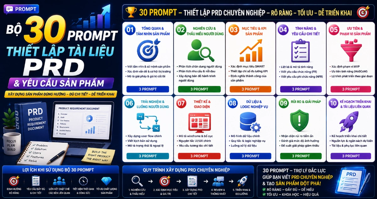 Bộ 30 Prompt Thiết lập tài liệu PRD và Yêu cầu sản phẩm