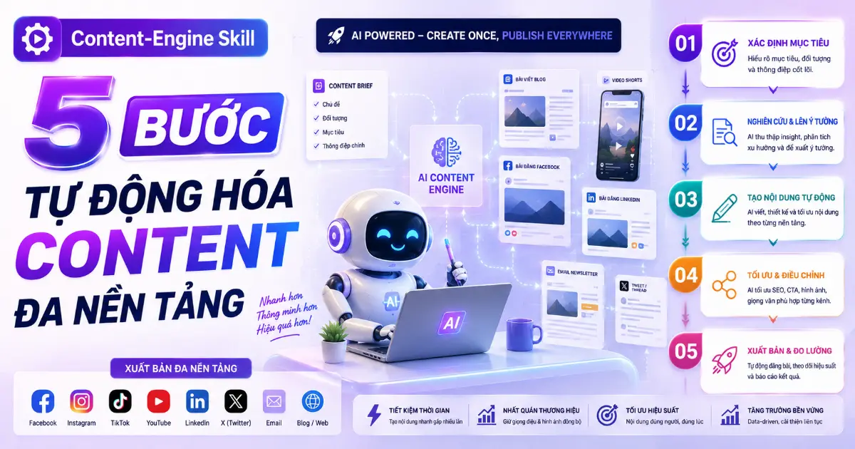 Content-Engine Skill: 5 Bước Tự Động Hóa Content Đa Nền Tảng