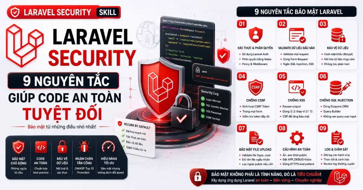 Laravel Security Skill: 9 Nguyên Tắc Giúp Code An Toàn Tuyệt Đối