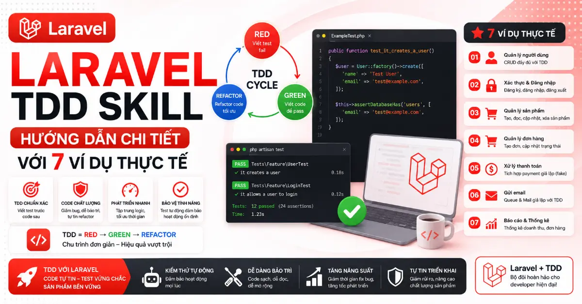 Laravel TDD Skill: Hướng Dẫn Chi Tiết Với 7 Ví Dụ Thực Tế