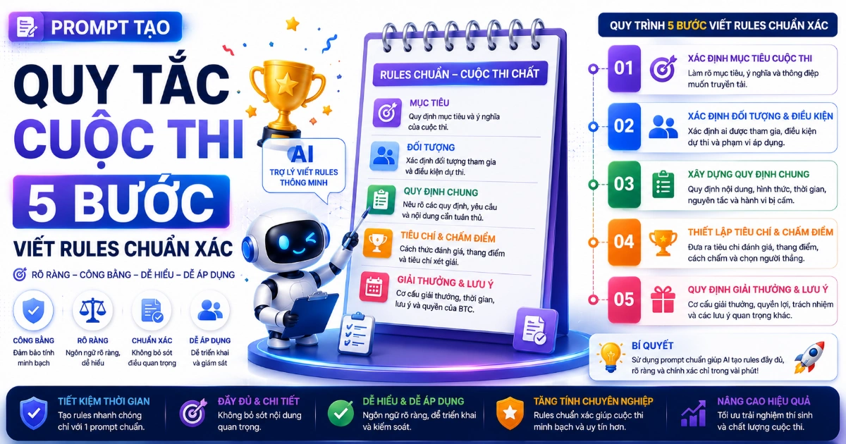 Prompt Tạo Quy Tắc Cuộc Thi: 5 Bước Viết Rules Chuẩn Xác