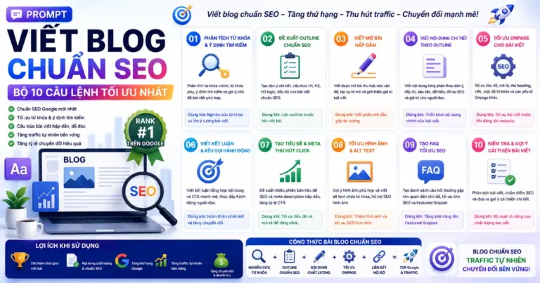 Prompt Viết Blog Chuẩn SEO: Bộ 10 câu lệnh tối ưu nhất