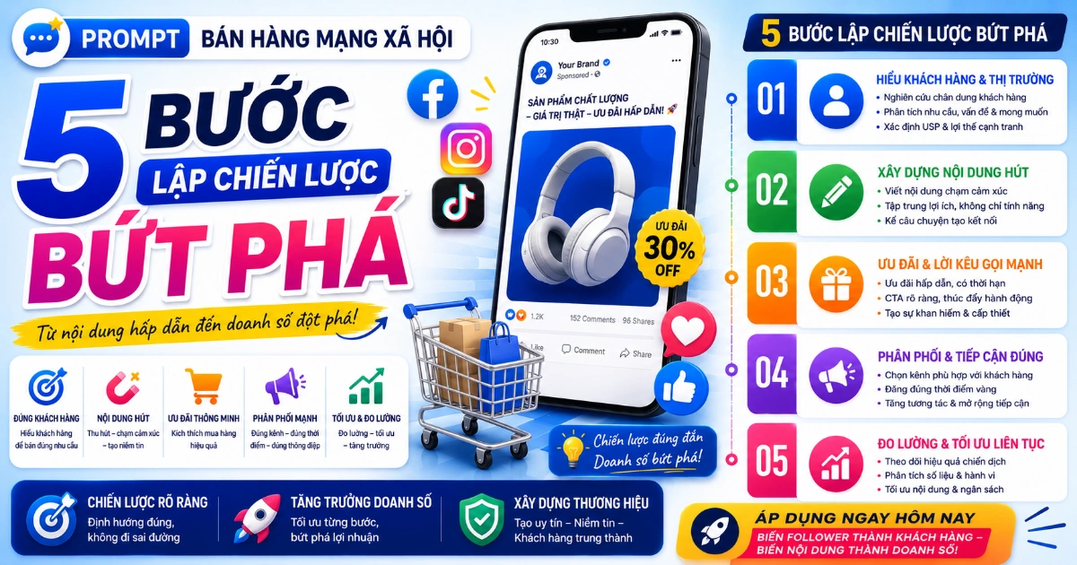 Prompt bán hàng mạng xã hội: 5 bước lập chiến lược bứt phá