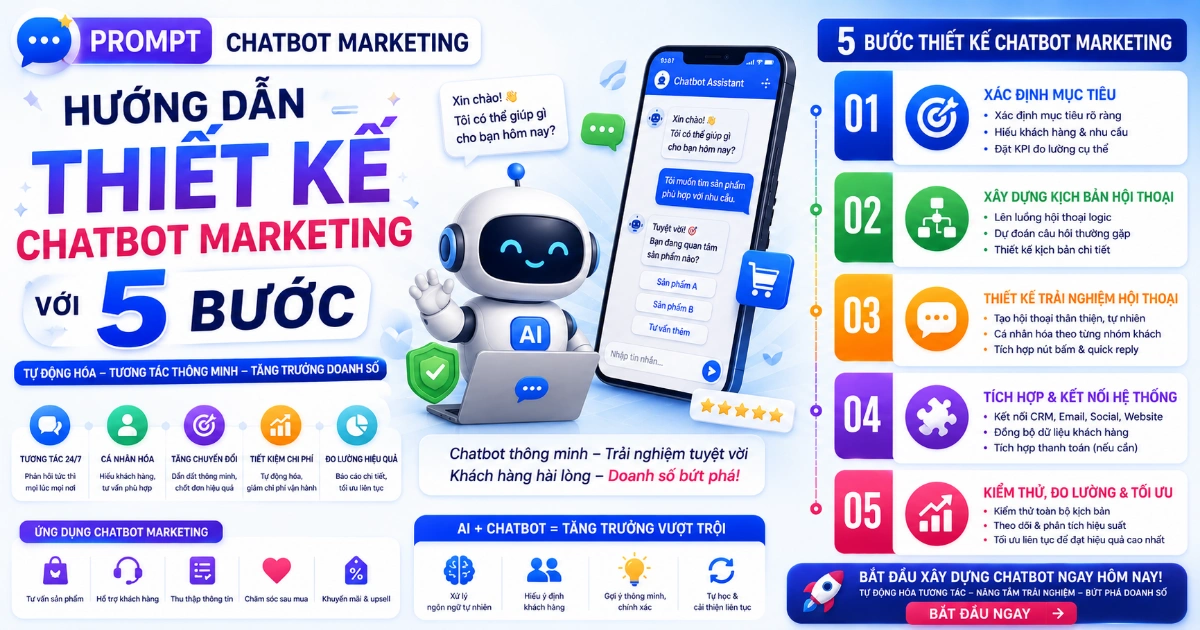 Prompt chatbot marketing: Hướng dẫn thiết kế với 5 bước