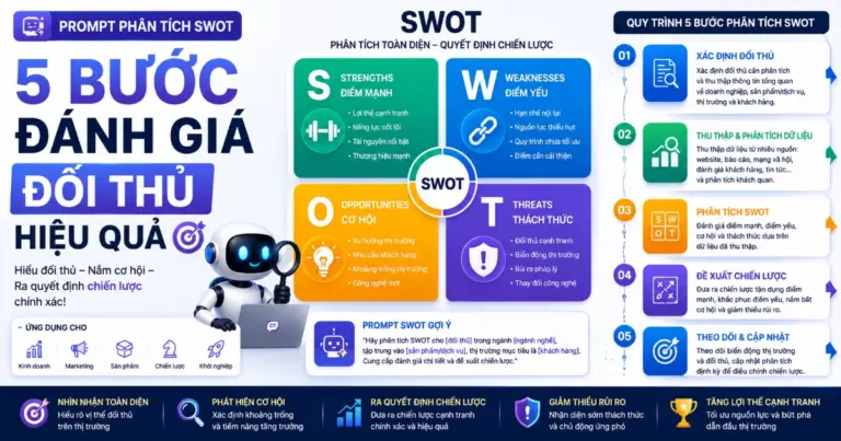 Prompt phân tích SWOT: 5 bước đánh giá đối thủ hiệu quả