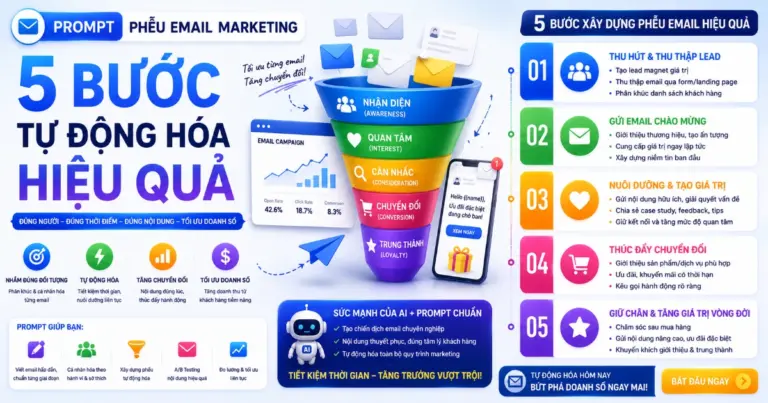 Prompt phễu email marketing: 5 bước tự động hóa hiệu quả
