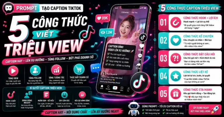 Prompt tạo caption TikTok: 5 công thức viết triệu view