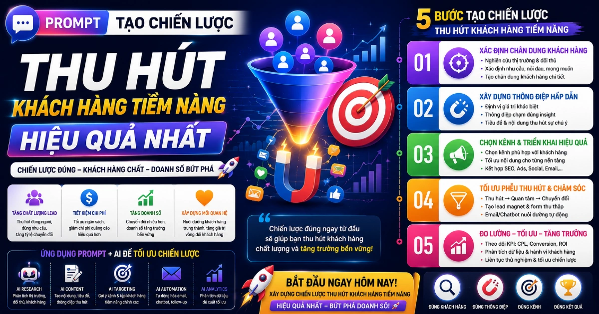 Prompt tạo chiến lược thu hút khách hàng tiềm năng hiệu quả nhất