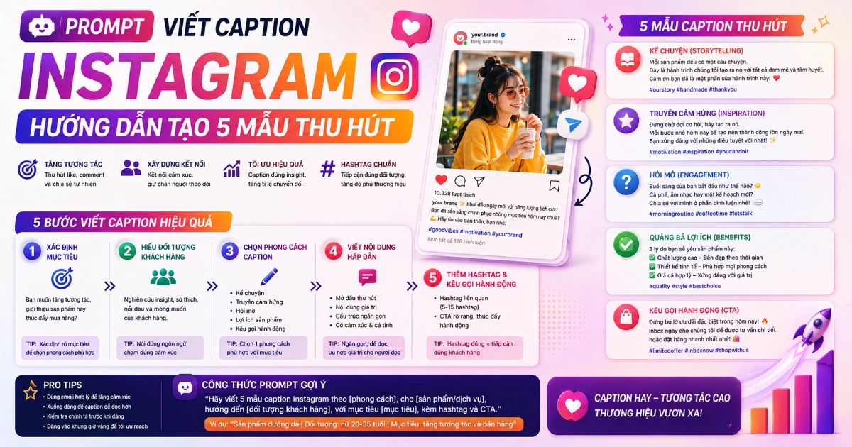 Prompt viết caption Instagram: Hướng dẫn tạo 5 mẫu thu hút